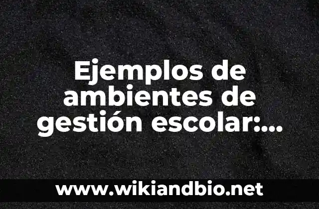 Ejemplos de ambientes de gestión escolar: Definición según Autor, ¿qué es?