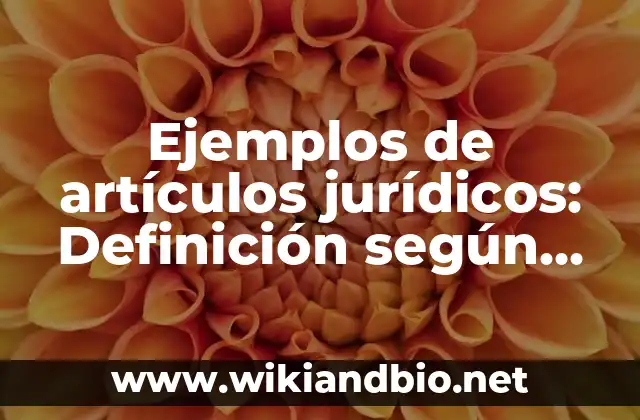 Ejemplos de artículos jurídicos: Definición según Autor, qué es, Concepto