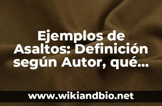 Ejemplos de Asaltos: Definición según Autor, qué es, Concepto y Significado