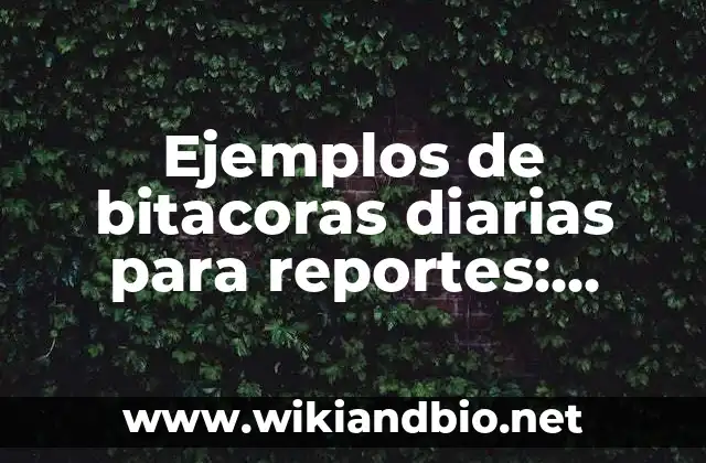 Ejemplos de bitacoras diarias para reportes: Definición según Autor, qué es, Concepto y Significado