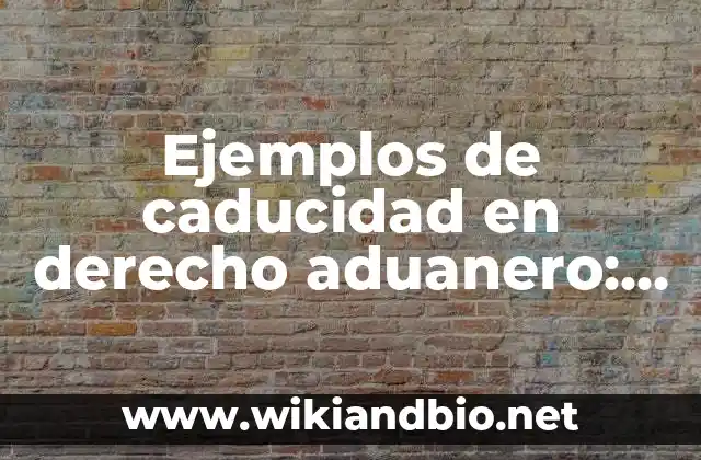 Ejemplos de caducidad en derecho aduanero: Definición según Autor, ¿qué es?
