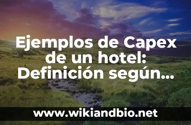 Ejemplos de Capex de un hotel: Definición según Autor, qué es, Concepto