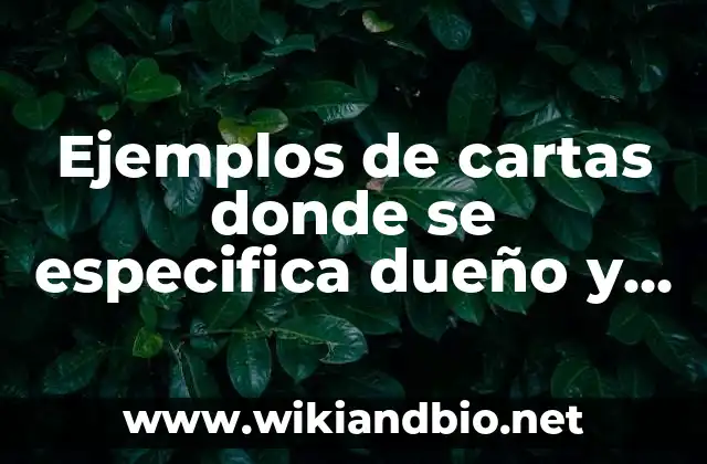 Ejemplos de cartas donde se especifica dueño y administrador: Definición