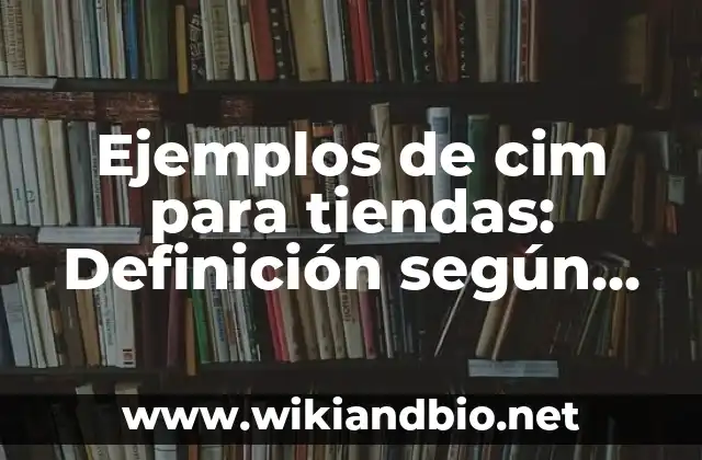 Ejemplos de cim para tiendas: Definición según Autor, qué es, Concepto
