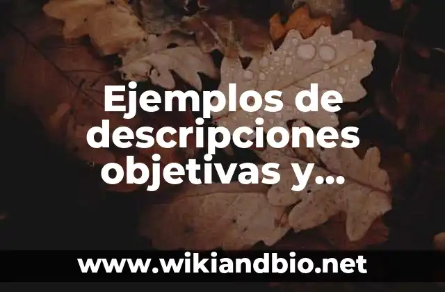 Ejemplos de descripciones objetivas y subjetivas para química: Definición