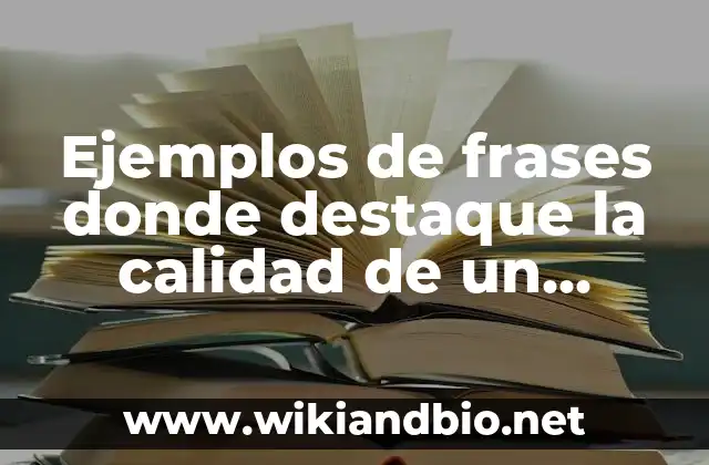 Ejemplos de frases donde destaque la calidad de un producto: Definición