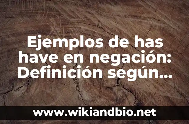 Ejemplos de has have en negación: Definición según Autor, qué es, Concepto
