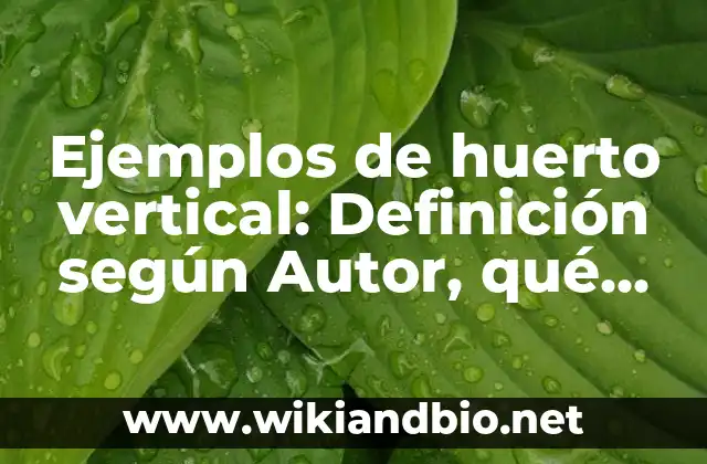 Ejemplos de huerto vertical: Definición según Autor, qué es, Concepto