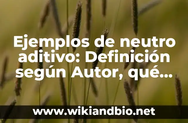 Ejemplos de neutro aditivo: Definición según Autor, qué es, Concepto