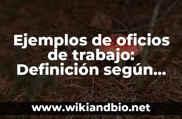 Ejemplos de oficios de trabajo: Definición según Autor, qué es, Concepto