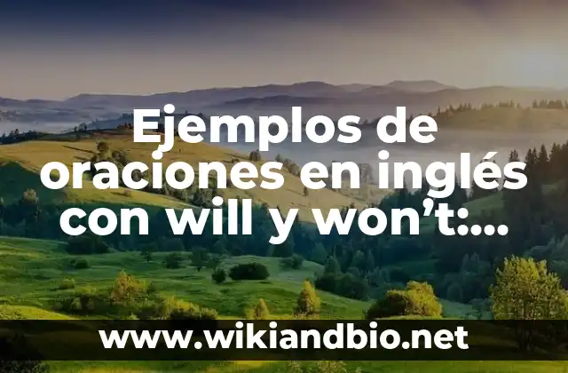 Ejemplos de oraciones en inglés con will y won’t: Definición según Autor, qué es, Concepto y Significado