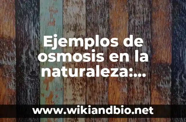 Ejemplos de osmosis en la naturaleza: Definición según Autor, ¿qué es?