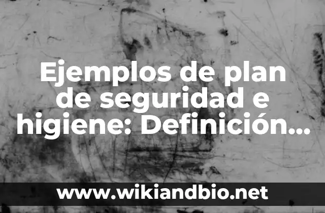 Ejemplos de plan de seguridad e higiene