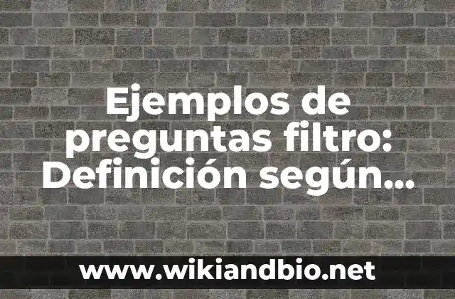 Ejemplos de preguntas filtro: Definición según Autor, qué es, Concepto y Significado