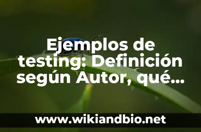 Ejemplos de testing: Definición según Autor, qué es, Concepto y Significado