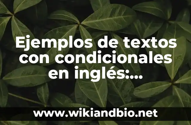 Ejemplos de textos con condicionales en inglés: Definición según Autor, qué
