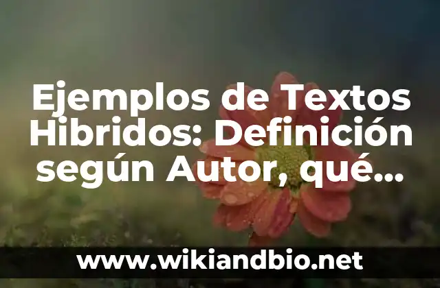 Ejemplos de Textos Hibridos: Definición según Autor, qué es, Concepto