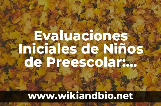 Evaluaciones Iniciales de Niños de Preescolar: Definición según Autor, qué