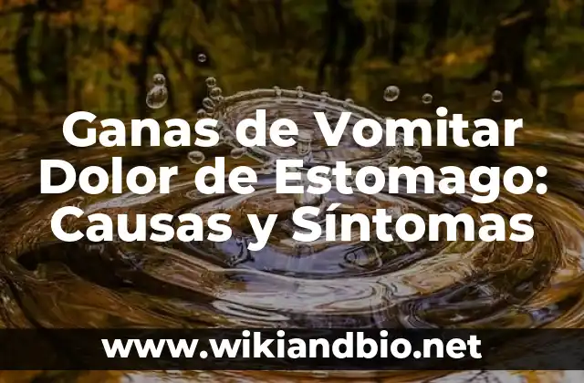 Ganas de Vomitar Dolor de Estomago: Causas y Síntomas