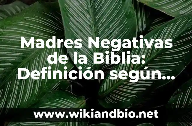 Madres Negativas de la Biblia: Definición según Autor, qué es, Concepto