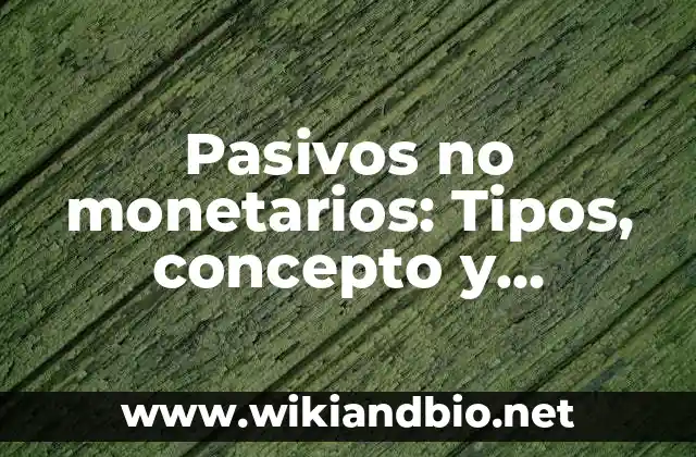 Pasivos no monetarios: Tipos, concepto y significado