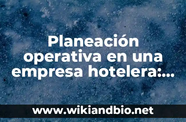 Planeación operativa en una empresa hotelera: según Autor, Ejemplos, qué es, Concepto y Significado