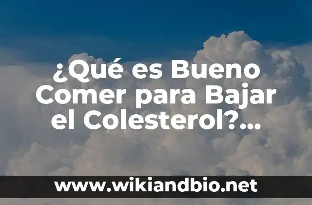 ¿Qué es Bueno Comer para Bajar el Colesterol? Alimentos y Dieta para Reducir los Niveles de Colesterol
