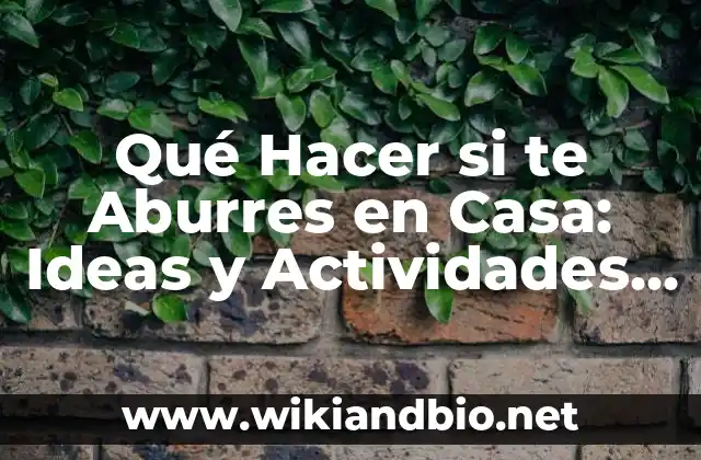 Qué Hacer si te Aburres en Casa: Ideas y Actividades para Evitar el Aburrimiento