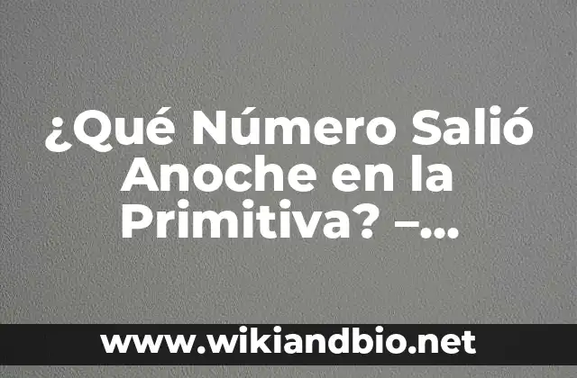 ¿Qué Número Salió Anoche en la Primitiva? – Resultados y Análisis
