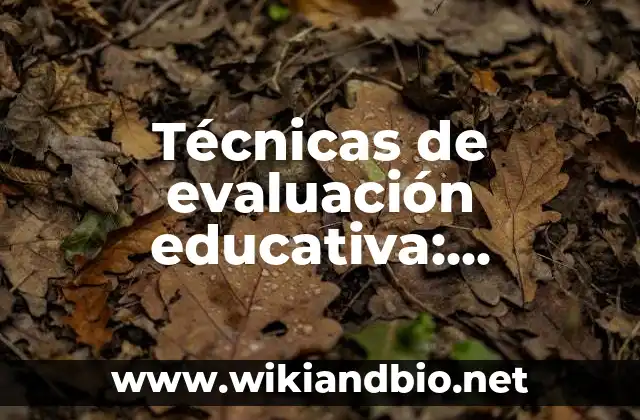 Técnicas de evaluación educativa: Definición según Autor, qué es, Concepto